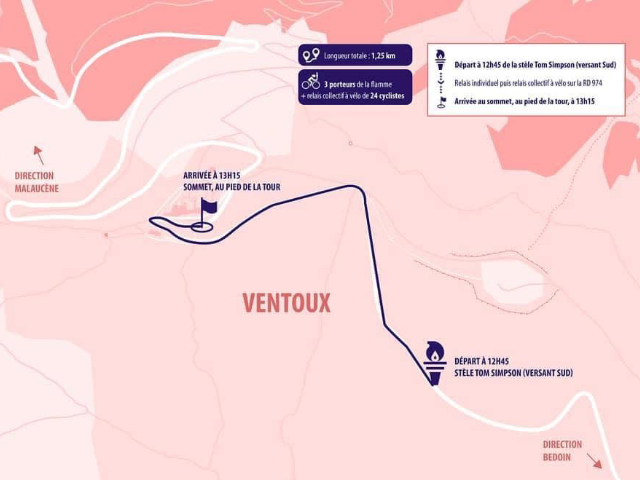 Verkeerskaart van de Mont Ventoux op 19 juni 2024